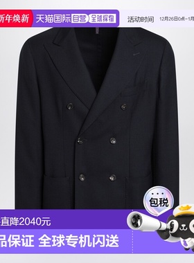 1h可退 香港直邮Santaniello 男士 蓝色格纹双排扣夹克 G560E3381