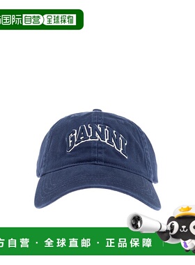 香港直邮GANNI 女士帽子 A6902683 AW2025 蓝色 徽标帽子