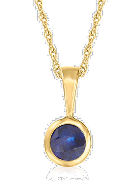 自营 Ross-Simons 14 克拉黄金蓝宝石吊坠项链。 16 英寸 - 16 英