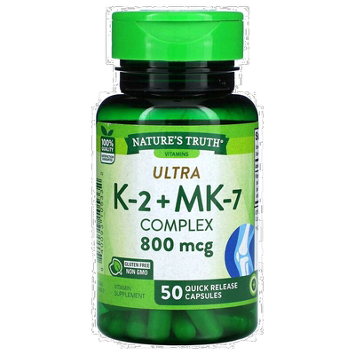 香港直发Nature's Truth K-2+MK-7复合物维生素补充剂800mcg*50粒