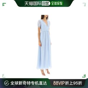 香港直邮潮奢 Self-Portrait女士 V领褶皱连衣裙 RS23075XBL