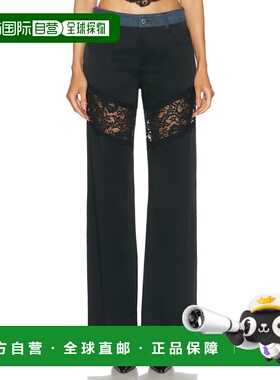 1h可退 香港直邮Blumarine 蓝色情人 女士 蕾丝阔腿牛仔长裤 A422