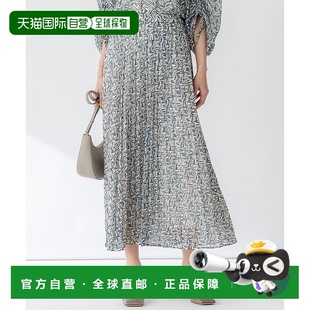 a字裙 234613EW15841 日本直邮23区 可清洗薄纱赫灵顿印花百褶裙
