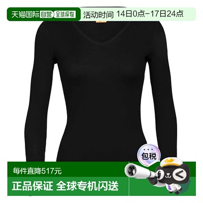 香港直邮ICEBREAKER 200 绿洲 V领 美利奴羊毛长袖保暖内衣 女士