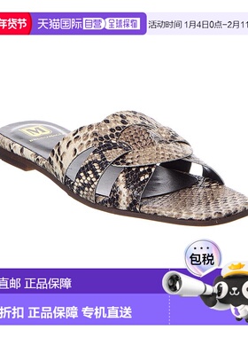 自营 M by Bruno Magli Alessia蛇纹压花皮革凉鞋-黑色 美国奥莱