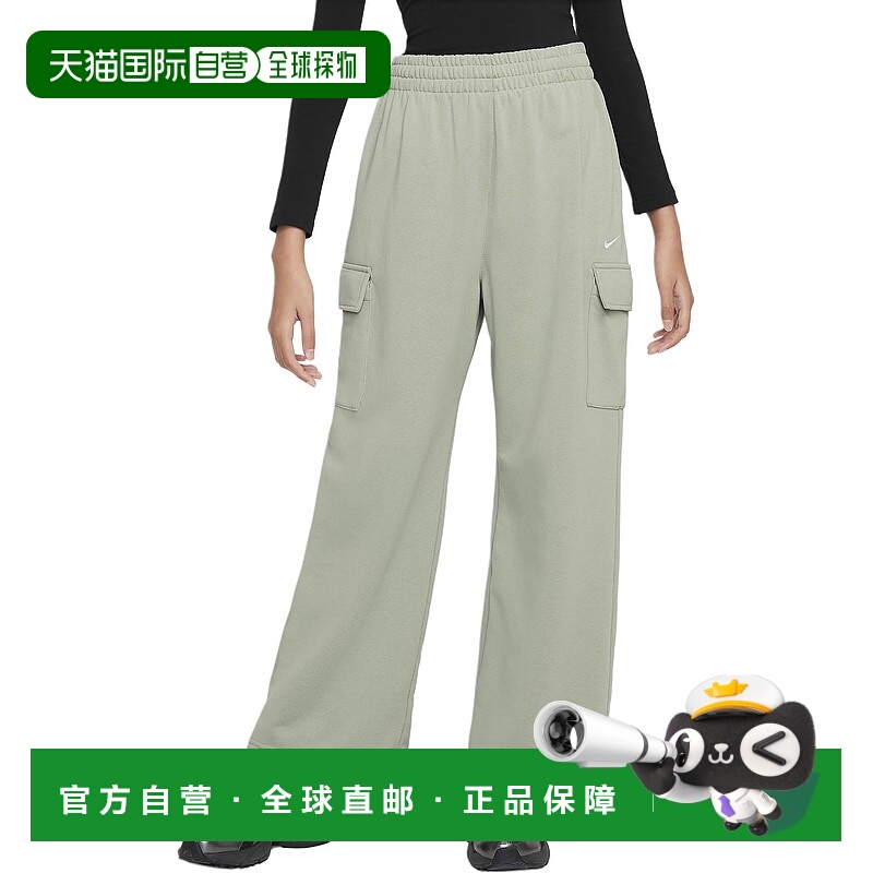 日本直邮儿童款 Nike 童装 宽松Logo印花直筒针织运动裤 浅绿色