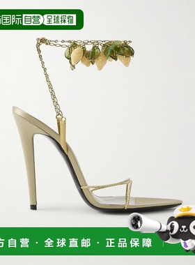 香港直邮Saint Laurent 圣罗兰 女士 Mon Cheri 精饰山羊皮边绸缎