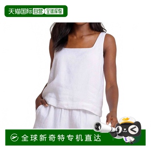 自营 美国奥莱直发 southern tide白色Verity亚麻方领背心