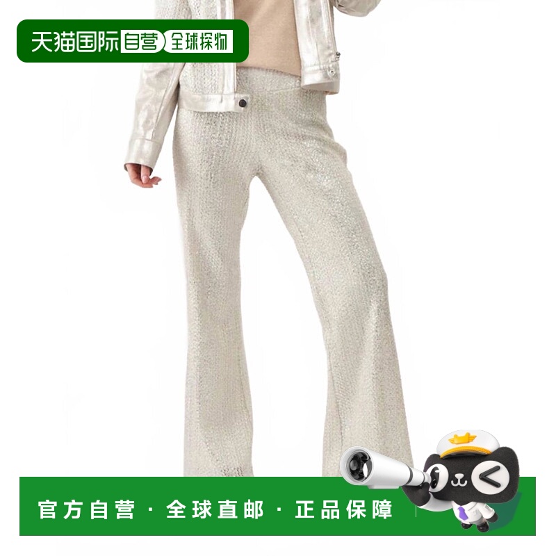 自营insightMetallic Knit Wide Leg Pants In Silver- silver