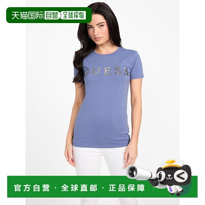 自营 guessPepper Metallic Logo T 恤 - 靛蓝纸 美国奥莱直发