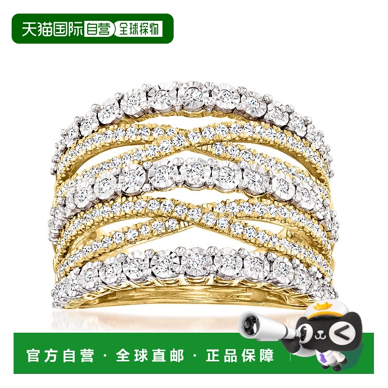 自营Ross-Simons 18kt 金多排钻石戒指 - 白色 【美国奥莱】直发