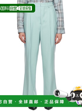 香港直邮潮奢 Ami Paris 女士 蓝色褶裥长裤 FTR508WV0026直筒