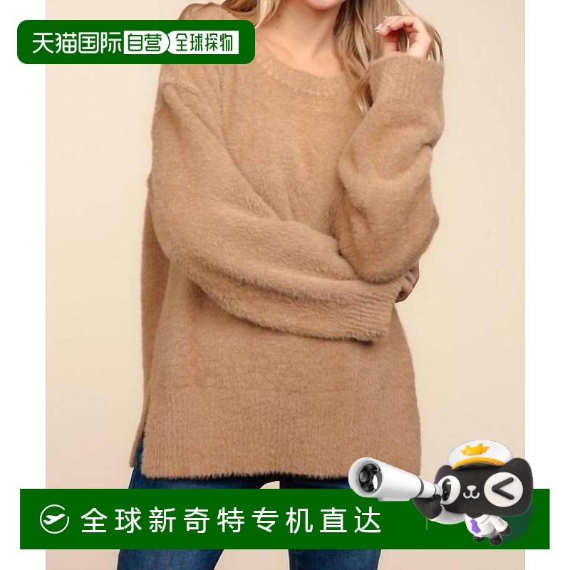 自营haptics灰褐色圆领毛衣 - 灰褐色 【美国奥莱】直发