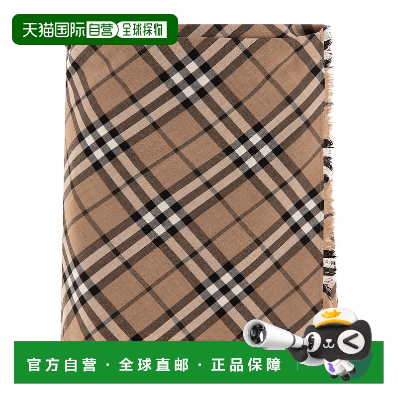 香港直邮BURBERRY 女士披肩 8095396BEIGE AW2024 花色 Check woo