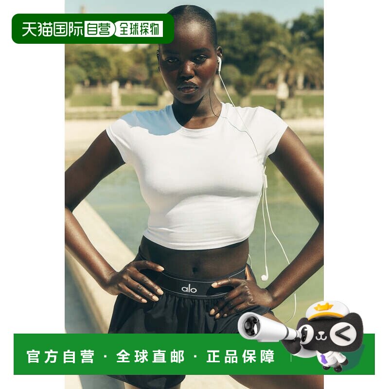 香港直邮alo yoga  休闲纯色短款背后小logo印花短袖 T恤 女款w14图片