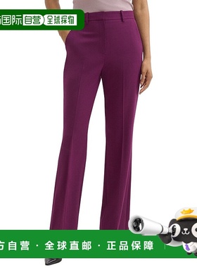 自营theory理论羊毛混纺高腰Demitria长裤-紫色 美国奥莱直发女裤