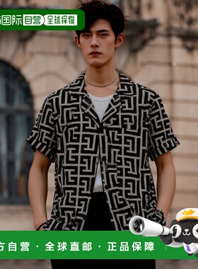 香港直邮BALMAIN 男士衬衫 FH1HN011VD01GFE AW2025 黑色 字母印