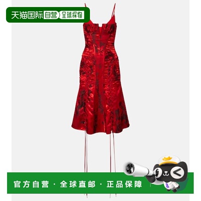 香港直邮mcqueen 亚历山大 麦昆 女士 系带褶皱中长连衣裙