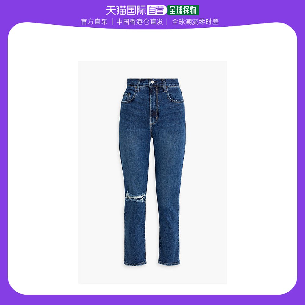 香港直邮潮奢 Nobody Denim 女士Frankie 短款磨破高腰紧身牛仔裤 女装/女士精品 牛仔裤 原图主图