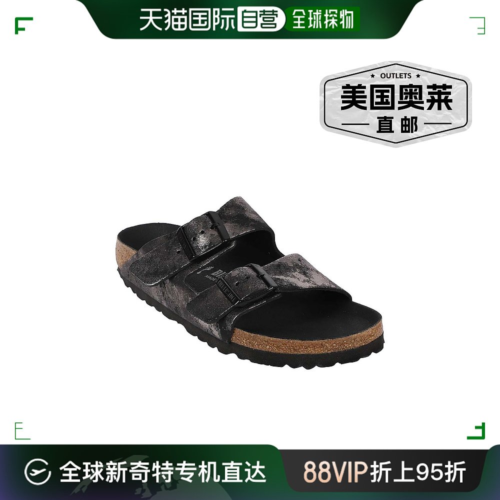 birkenstockArizona 女式皮革金属凉鞋 - 复古金属黑 【美国奥莱 女鞋 时装凉鞋 原图主图