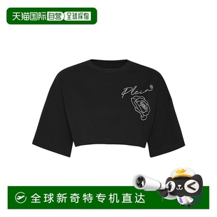 黑色 自营 上衣 philipp 美国奥莱直发 plein玫瑰短款