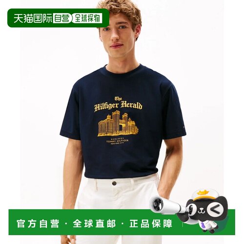 日本直邮TOMMY HILFIGER HERALD SKYLINE 图形T恤 藏青色