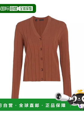 1h可退 【美国直邮】Saks Fifth Avenue 罗纹针织 V 领开衫 女装