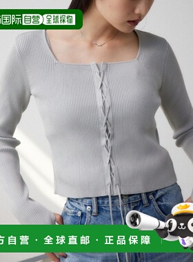 日本直邮AZUL BY MOUSSY 女士前系带短款罗纹针织衫 250HAC70519H