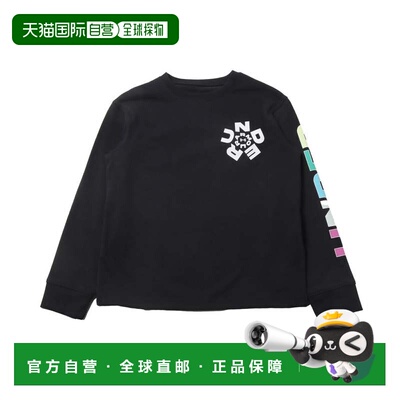 日本直邮Under Armour 儿童长袖T恤 UA重磅棉印花黑色白色