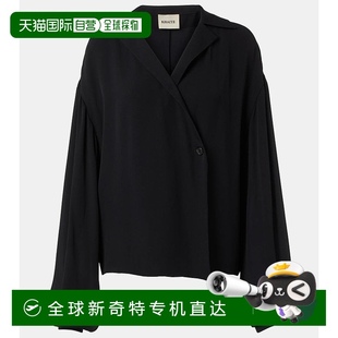 香港直邮KHAITE Ashton 1h可退 女士 舒适时 真丝上衣 black黑色