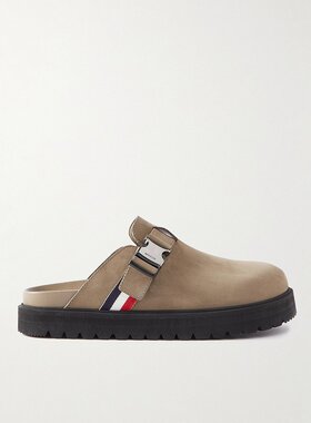 潮奢 Moncler 盟可睐 男士 绒面革木屐 4C00040M1549