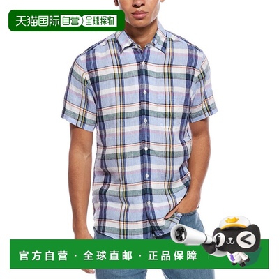 自营Robert Talbott Morgan Linen Shirt - blue 美国奥莱直发