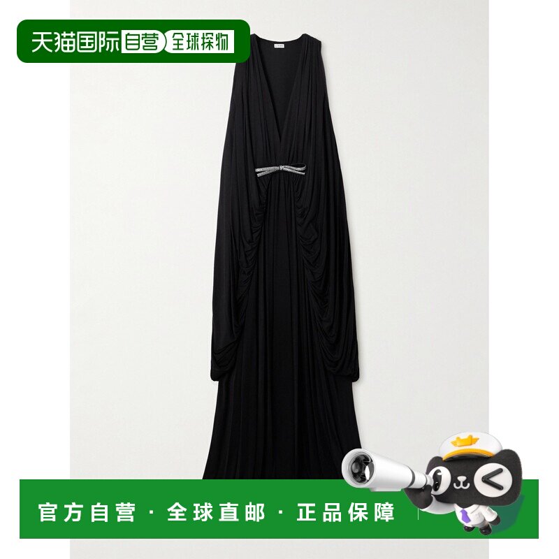 1h可退 香港直邮LOEWE 罗意威 女士 垂褶装饰深V领连衣裙 S359Y09