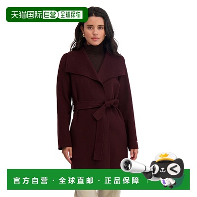 自营TAHARI Women's Double Face Wool-Blend Belted Coat - cher