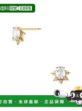 日潮跑腿Vendome K10YG黄金钻石白色托帕石耳环 YellowGold ONE S