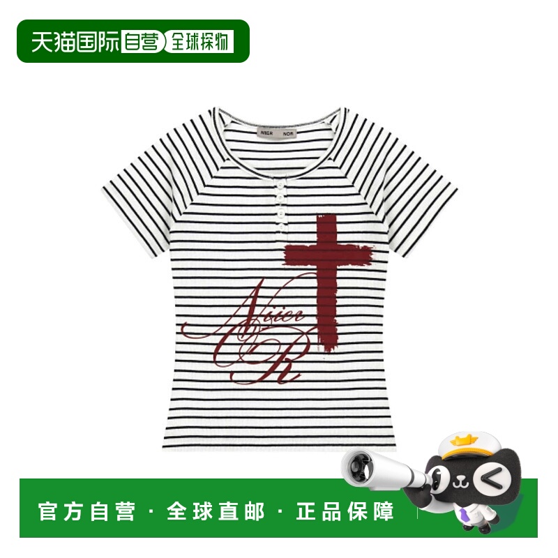 韩国直邮NIIER NOR 女士女装T恤25NNSSTTSF007WT PAINT CROSS BUTT