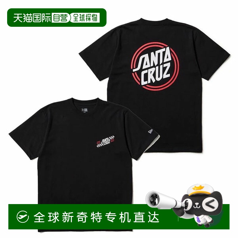 日本直邮NEW ERA短袖棉质T恤 SANTA CRUZ圆形标志黑色常规版型