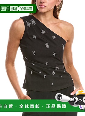 自营 avantlook前卫串珠单肩上衣-黑色 美国奥莱直发