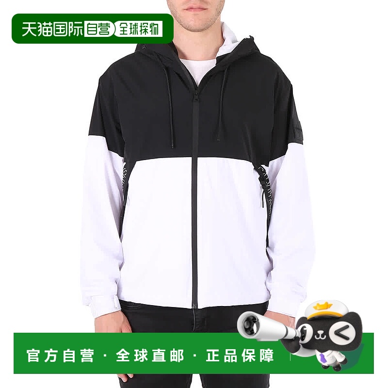 自营 calvin klein凯文克莱男式黑色拼块风衣，带阴影标志-黑色