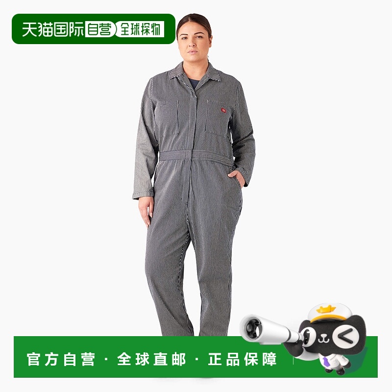 自营 Dickies女式长袖山核桃条纹工作服-水洗山核桃条纹（rhs）