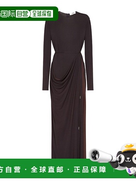 香港直邮Fendi 垂坠圆领长袖连衣裙 FDD176AM3E长裙