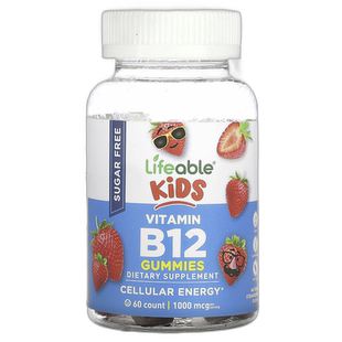 香港直邮Lifeable,儿童维生素 B12 软糖，天然草莓，500 微克，60