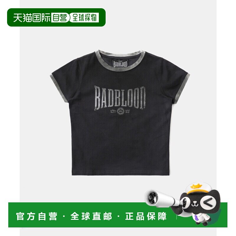 韩国直邮BADBLOOD 公用T恤w-tee25-054 Curved Logo Dusty Ringer