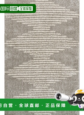 自营 jonathan y榆木菱形条纹几何粗毛小地毯 - 灰色/象牙色 美国