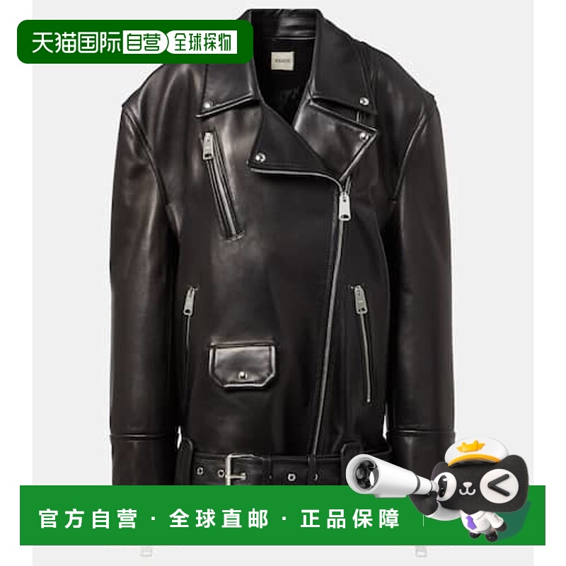 香港直邮KHAITE 女士 Hansel 皮革夹克 black黑色 舒适时尚