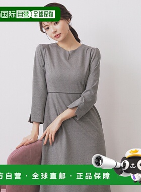 1h可退 日本直邮DELEGANT 女士通勤修身Key Neck连衣裙 洗可/易烫