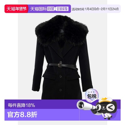 Black Faux Fur Collar Coat