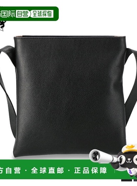 日本直邮SONNE Claudio 单肩包男士真皮黑色/米色SOX022