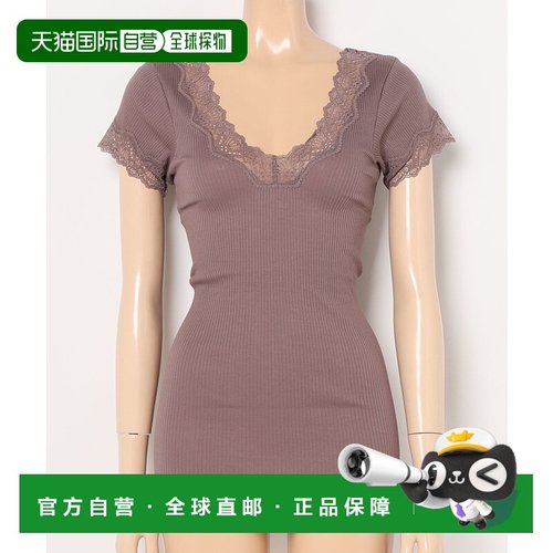 1h可退 日本直邮PEACH JOHN 女装 有机棉半袖 内搭V领 腋下汗垫设