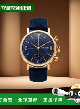 日本直邮MADISON NEW YORK 第七大道男士计时码表粉红金 MA011013